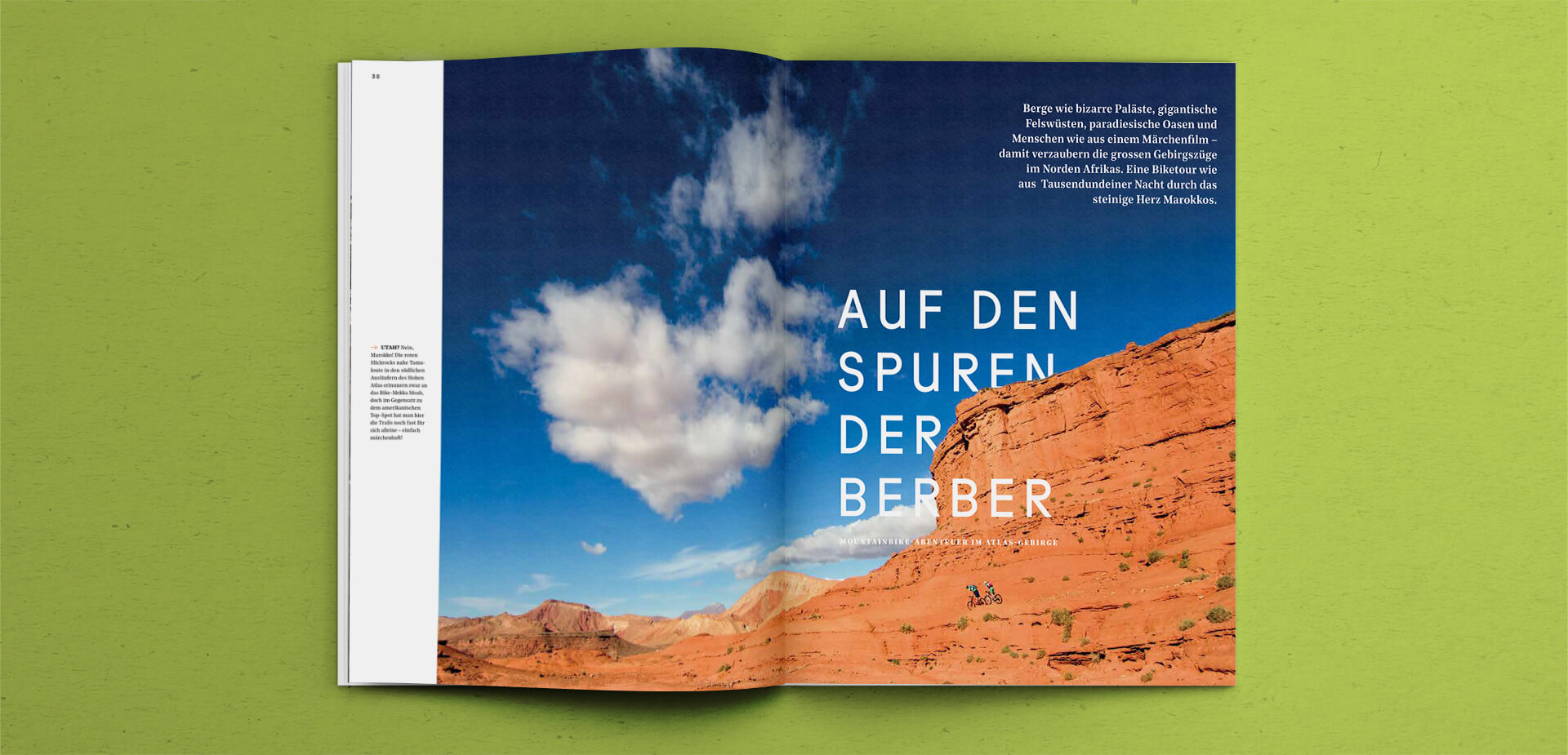 Fullsize photography spread of a story in the Outdoor Guide Magazine