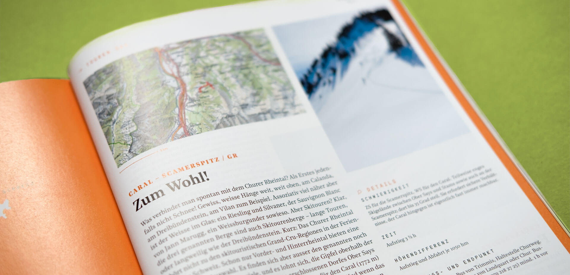 Closeup of a Spread inside of the Outdoor Guide Magazine